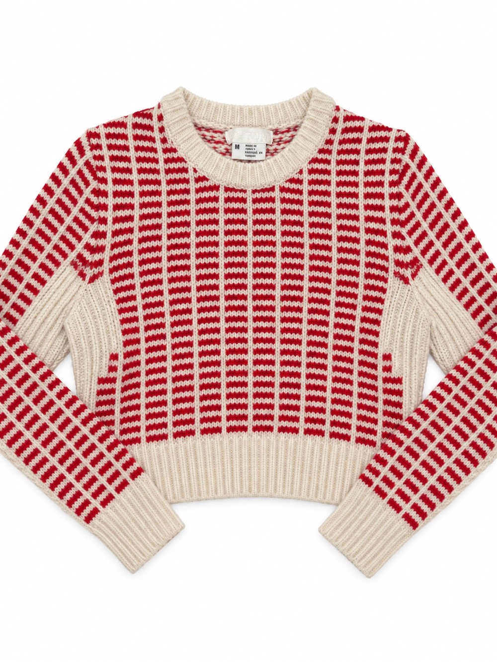Urban Outfitters Cooperative Red Cream Chunky Knit Cropped Sweater Medium